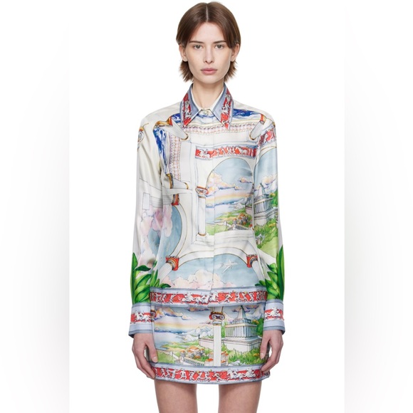 casablanca Tops - Casablanca Multicolor 'Le Passage' Silk Shirt